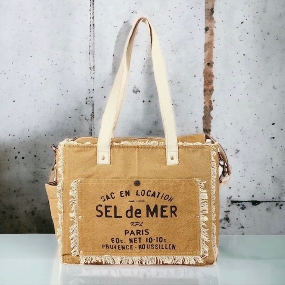 Vintage Inspired Parisian Canvas Crossbody Shoulder Bag - Picture 1 of 7